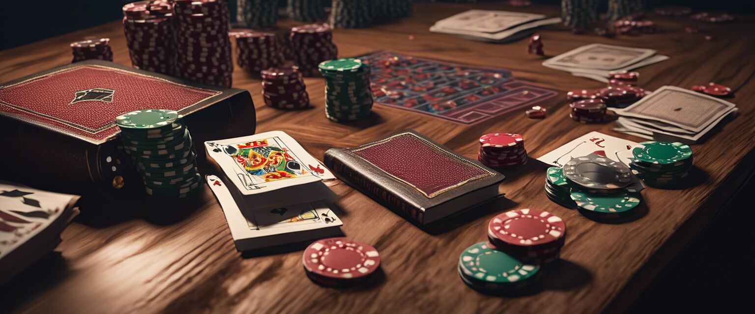 A layout of popular gambling books on a table